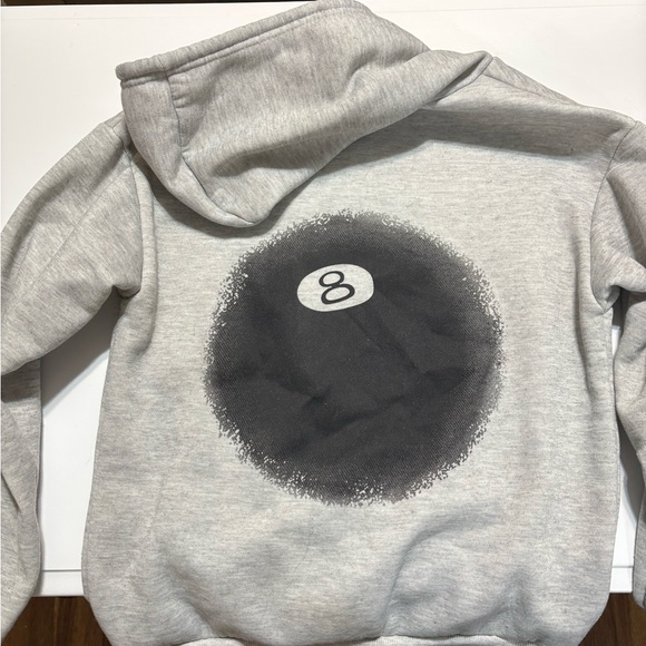 SHEIN Tops - SHEIN Gray Hoodie with Black Eight Ball Design
